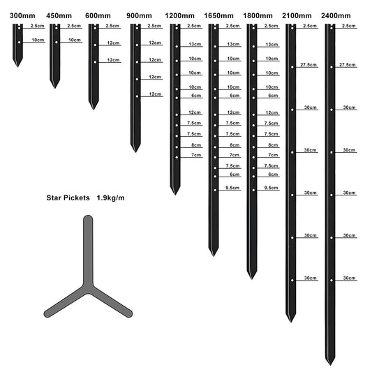 Postes de Alambrado Australiano Sin Soldadura - 1.80m x 10 agujeros